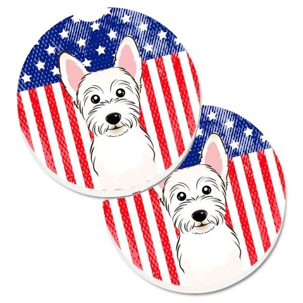 American Flag and Westie Set of 2 Cup Holder Car Coaster, Carolines Treasures, Mfr#: BB2156CARC